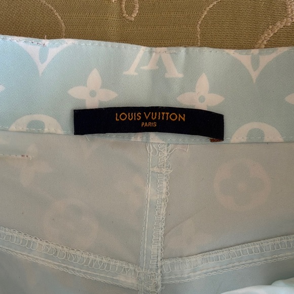 Louis Vuitton White & Light Blue Monogram Gradient Jean Shorts - Picture 3 of 5